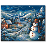 Painting by Numbers Winter Village Snowman