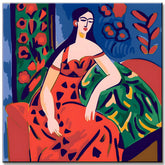 Paint by Numbers in Matisse Style: Woman in Red Dress