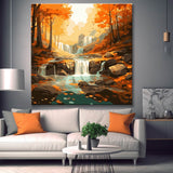 Waterfalls Autumn Mood Painting by Numbers