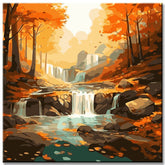 Waterfalls Autumn Mood Painting by Numbers