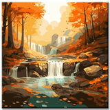 Waterfalls Autumn Mood Painting by Numbers