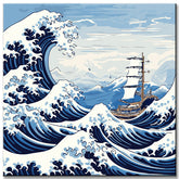 The Big Wave with Sailing Ship Painting by Numbers