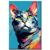 Colorful Cat Portrait Painting by Numbers