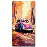 VW Beetle forest Road Painting by Numbers