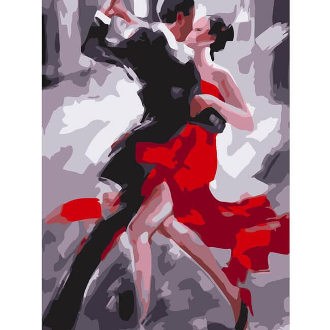 Painting by numbers tango dancers
