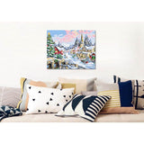 Painting by numbers village in winter