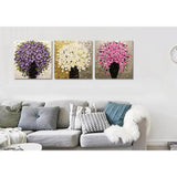 Painting by Numbers Bouquet of Flowers in Vase White Pink Purple Triptych Flowers