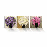 Painting by Numbers Bouquet of Flowers in Vase White Pink Purple Triptych Flowers