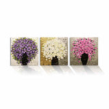 Painting by Numbers Bouquet of Flowers in Vase White Pink Purple Triptych Flowers