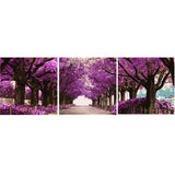 Painting by Numbers Tree Avenue in Purple 3-Panel Triptych