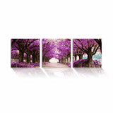 Paint by Numbers Triptych Tree Avenue in Purple