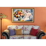 Painting by Numbers Nude Woman with Bouquet of Flowers Abstract