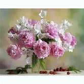Painting by Numbers White Pink Bouquet of Flowers