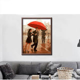 Painting by numbers loving couple under umbrella