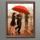 Painting by Numbers Pictures Loving Couple Under Umbrella