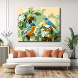 Painting by numbers birds on flower vine