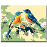 Painting by numbers birds on flower vine