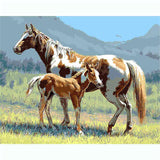 Painting by numbers horses in the meadow