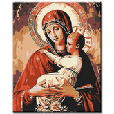 Painting by numbers Mary with child