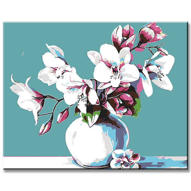 Painting by numbers orchids in vase