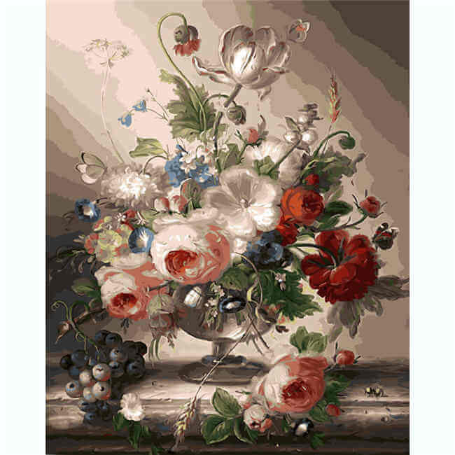 Painting by numbers bouquet of roses