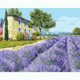 Painting by Numbers Flowers Lavender in Front of Homestead