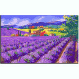 Painting by Numbers Flowers Lavender Field in Front of Village