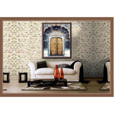 Paint by numbers wooden door with peacocks