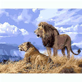 Painting by numbers lion couple