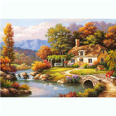 Painting by numbers house by the stream