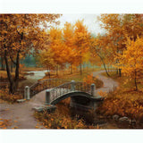 Painting by numbers park in autumn