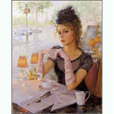 Painting by Numbers Pictures Lady Having Coffee