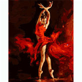 Painting by Numbers Pictures of A Dancer in A Red Dress