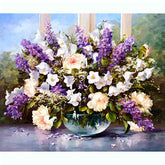 Painting by Numbers Flowers Bouquet White/Blue