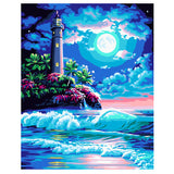 Painting by Numbers Pictures Lighthouse in The Moonlight
