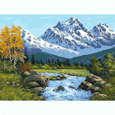 Painting by Numbers Landscape Mountain Stream in Front of Mountains