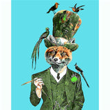 Painting by numbers funny animals fox with top hat