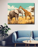 Painting by Numbers Animals Elephant and Giraffe in Love