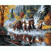Paint by Numbers Animals Horses in The Water