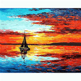 Painting by Numbers Pictures Sailboat in The Sunset