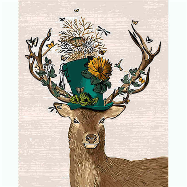 Painting by numbers deer with butterflies