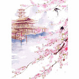 Painting by Numbers China Cherry Blossom Pagoda Landscape