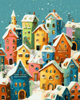 Painting by Numbers Modern Art Houses in Winter