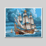 Paint-By-Numbers Ocean Sailing Ship At Sea
