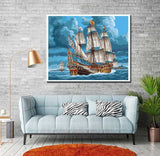 Paint-by-Numbers-High Seas Sailing Ship at Sea