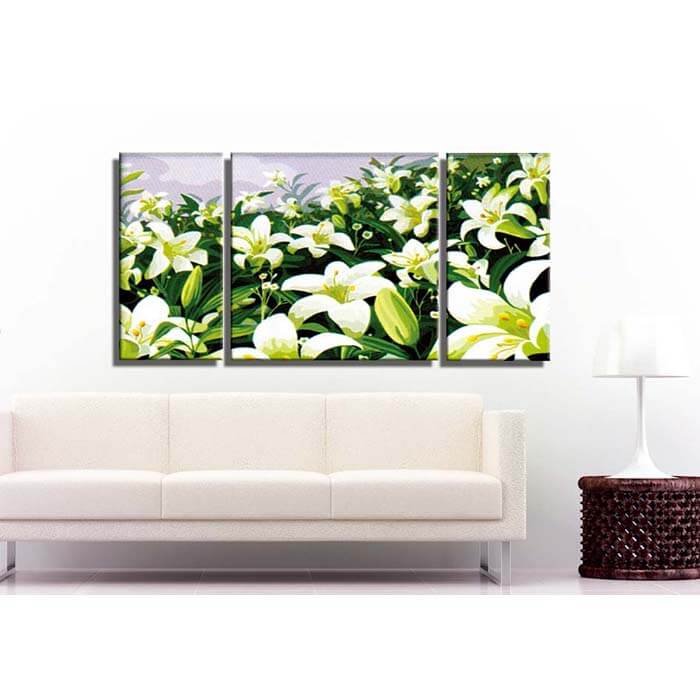 Paint by Numbers Triptych Flowers