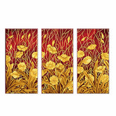 Grind nach Zahlen Triptychon Pflanze Blume Kleine gelbe Blüten