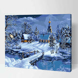 Painting by Numbers for Adults Mountain Village in The Snow