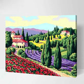 Painting by Numbers for Adults Pine Trees and Lavender Field