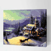 Painting by Numbers for Adults Mountain Church in The Snow